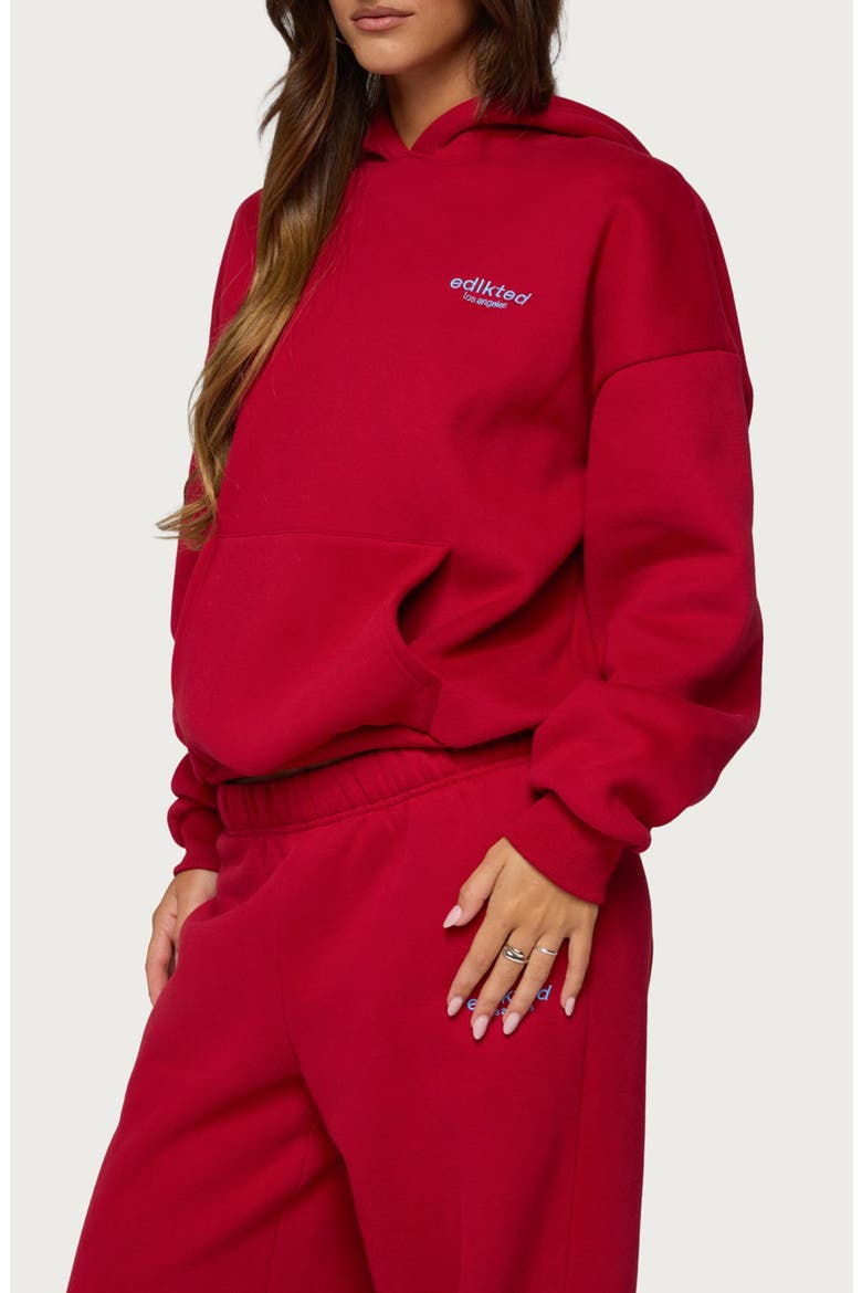 Los Angeles Logo Fleece Graphic Hoodie, Alternate, color, RED