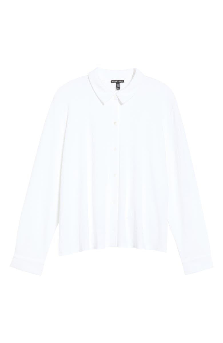 Eileen Fisher Classic Collar Crop Button-Up Shirt, Alternate, color, White