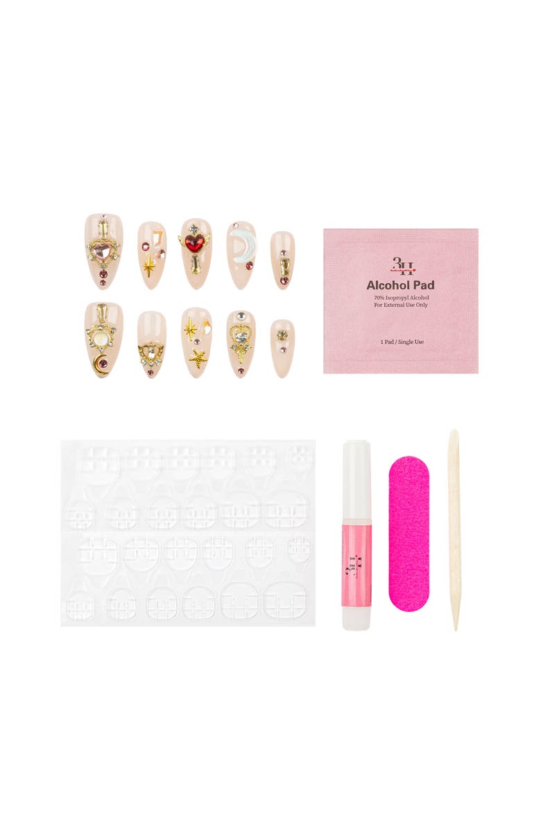 3H Nails Lunar Bloom Luxury Handmade Press On Nails, Alternate, color, Beige