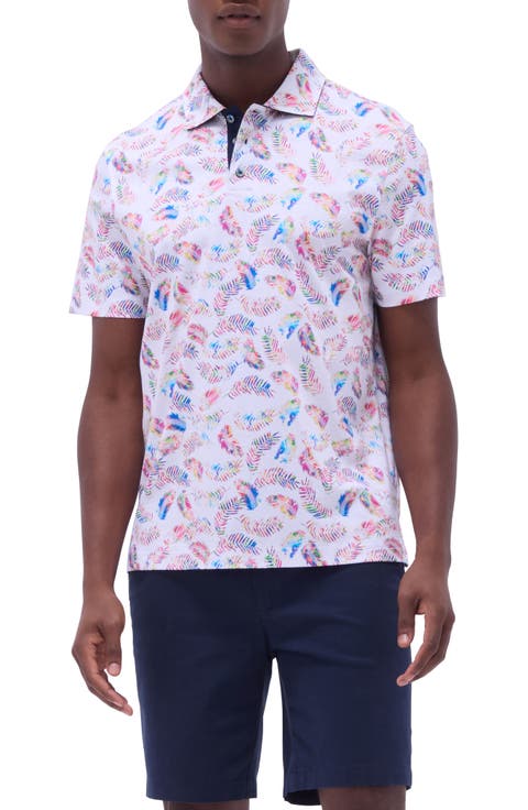 Hendrix Digital Leaf Print Pima Cotton Polo