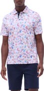 Bugatchi Hendrix Digital Leaf Print Pima Cotton Polo