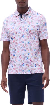 Bugatchi Hendrix Digital Leaf Print Pima Cotton Polo