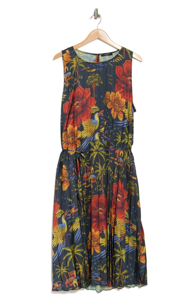 T Tahari Python Print Waist Belt Maxi Dress, Alternate, color, Tropical Bloom Print
