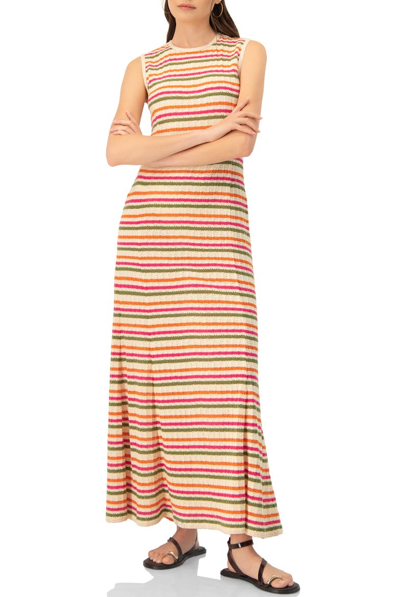 Sleeveless Striped Knit Maxi Dress, Main, color, Multicolor-Ivory
