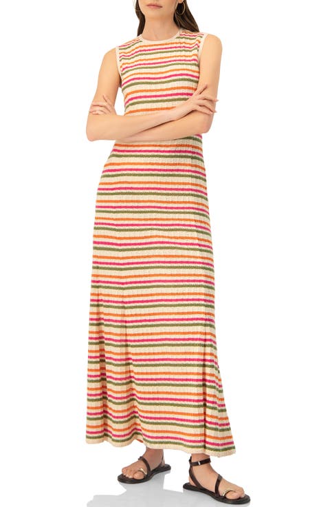 Sleeveless Striped Knit Maxi Dress