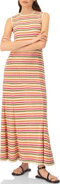 IVONNE Sleeveless Striped Knit Maxi Dress