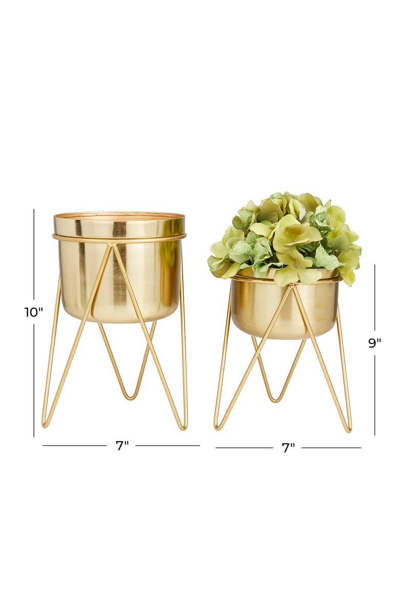 Goldtone Metal Modern Planter with Removable Stand - Set of 2, Alternate, color, GOLD