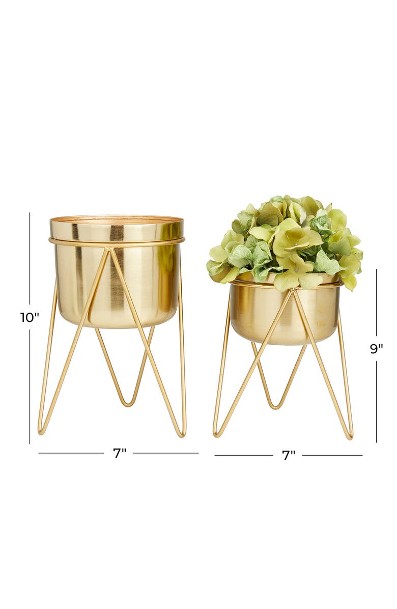 COSMO BY COSMOPOLITAN Goldtone Metal Modern Planter with Removable Stand - Set of 2, Alternate, color, Gold