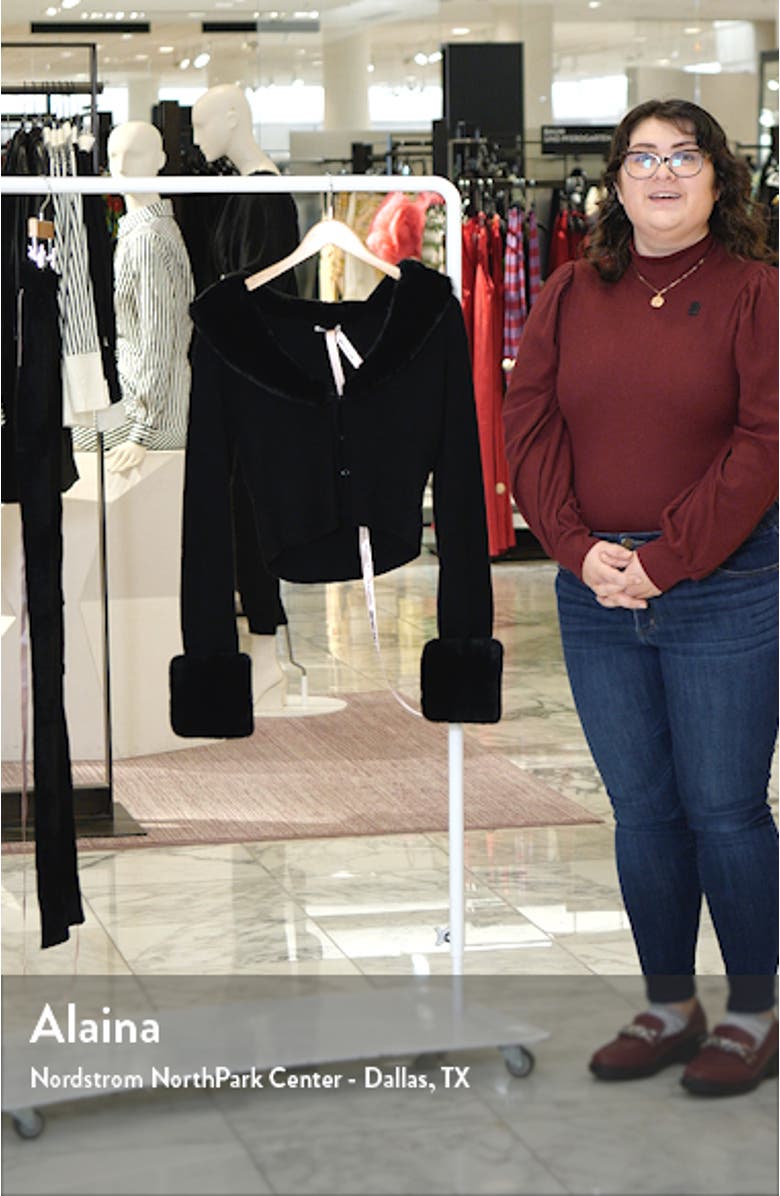 Blanche Crop Cardigan with Removable Faux Fur Trim, sales video thumbnail