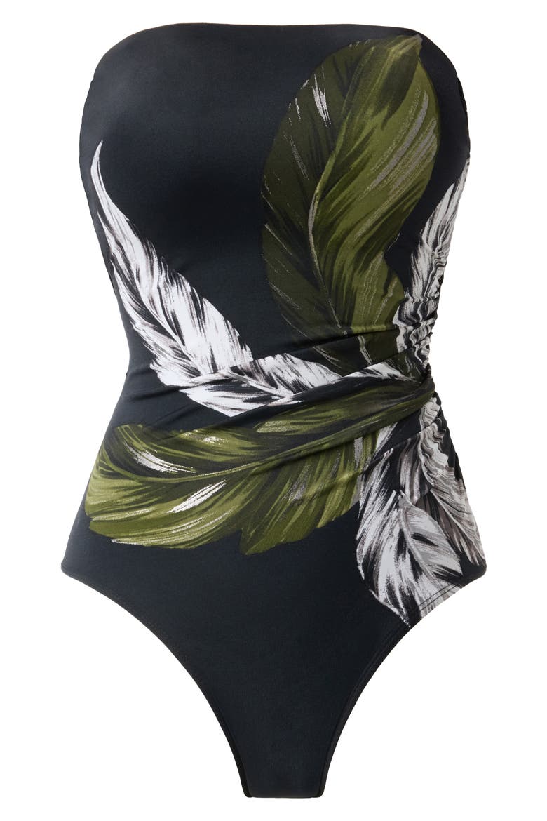 Boca Grande Avanti Strapless One-Piece Swimsuit, Alternate, color, BLACK/ MULTI