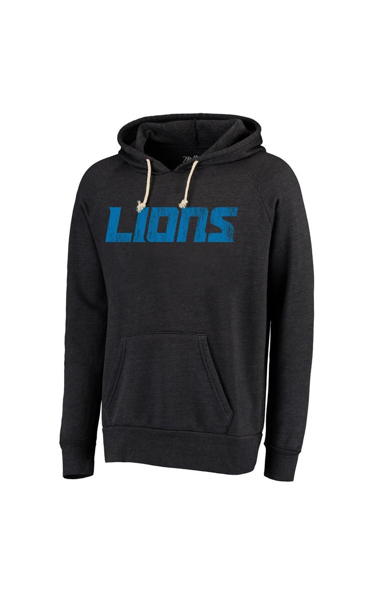 Majestic Threads Men's Majestic Threads  Black Detroit Lions Raglan Tri-Blend Pullover Hoodie, Alternate, color, Black