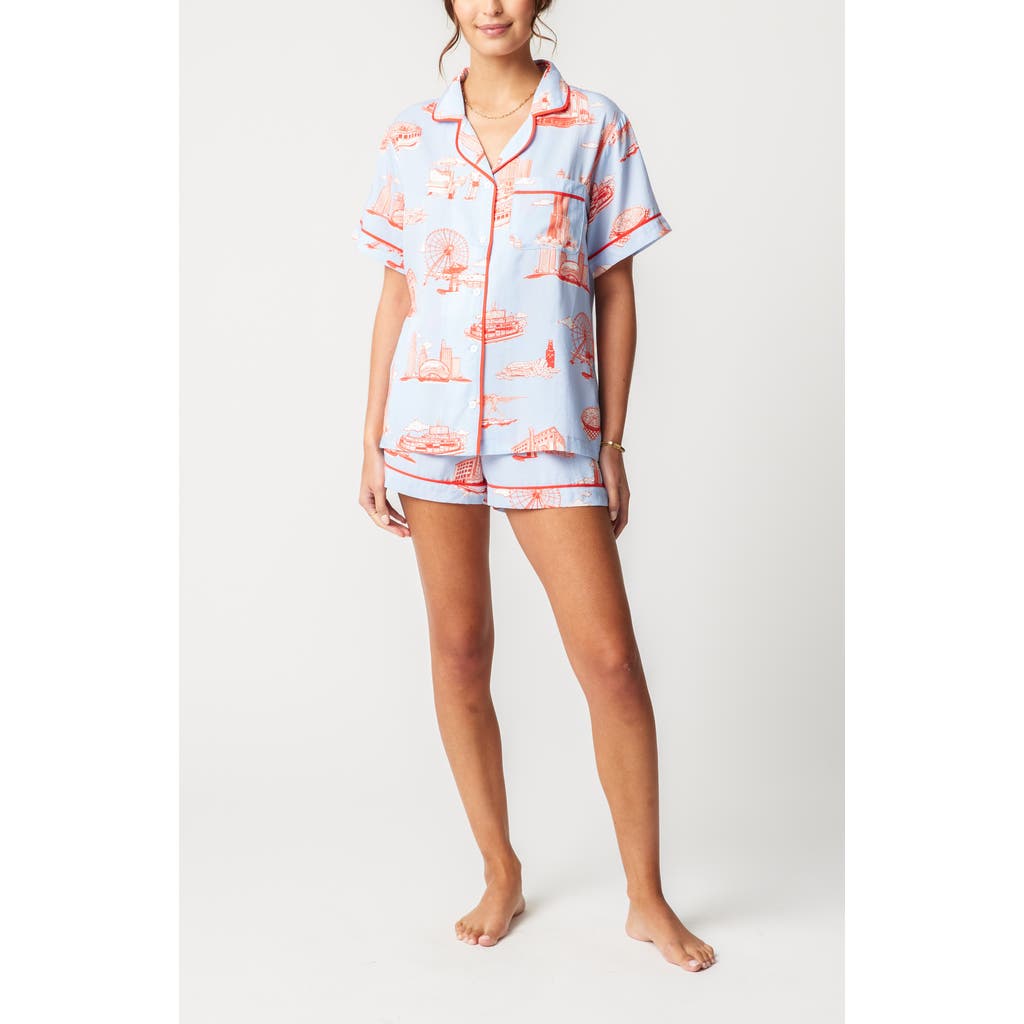 Katie Kime Chicago Toile Shorts Set in Light Blue  product