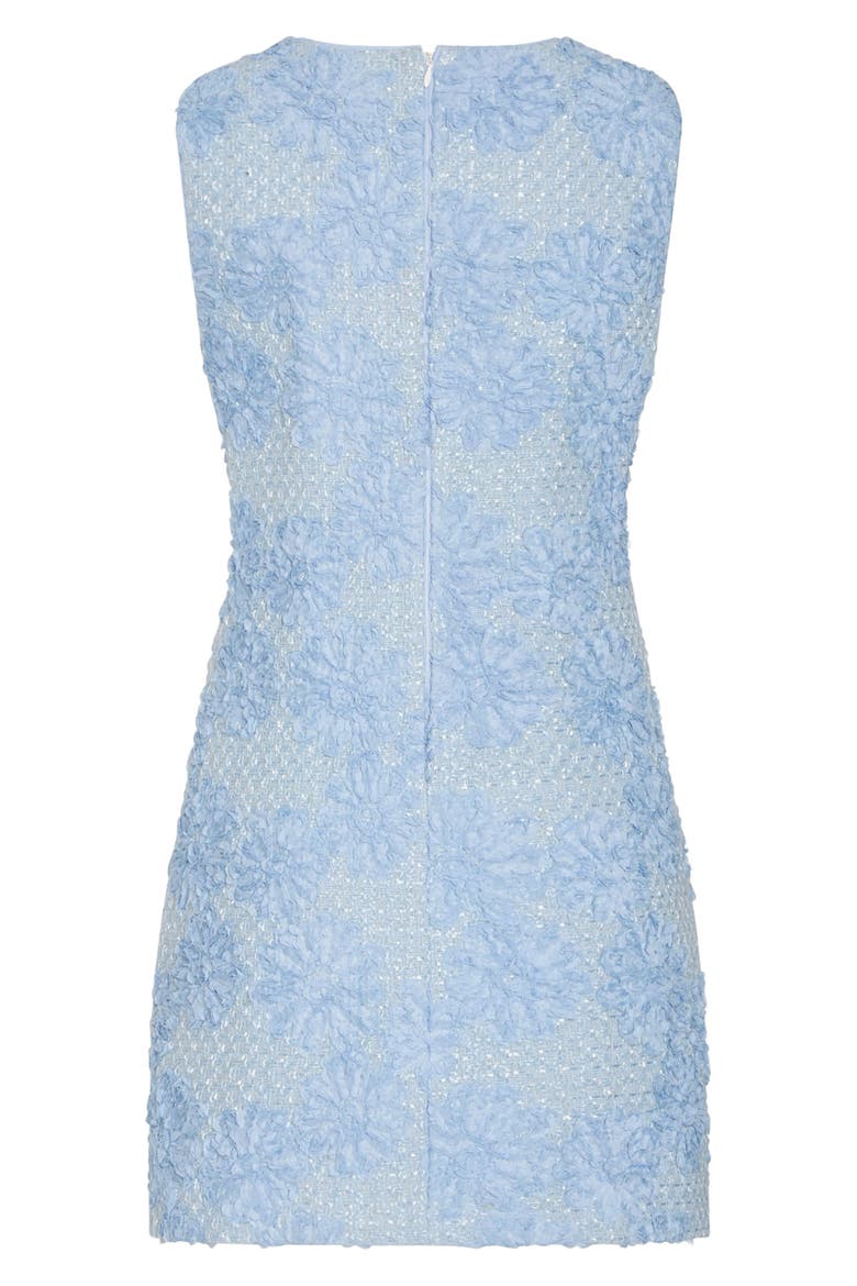 Ivette Tweed Floral Appliqué Shift Minidress, Alternate, color, LIGHT BLUE