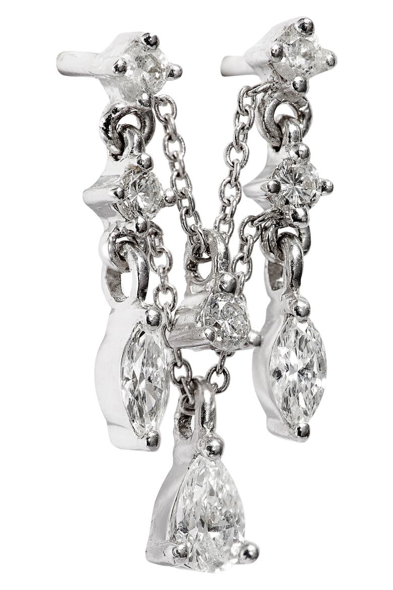 Multi Diamond Chain Orbital Earring, Alternate, color, WHITE GOLD/ DIAMOND