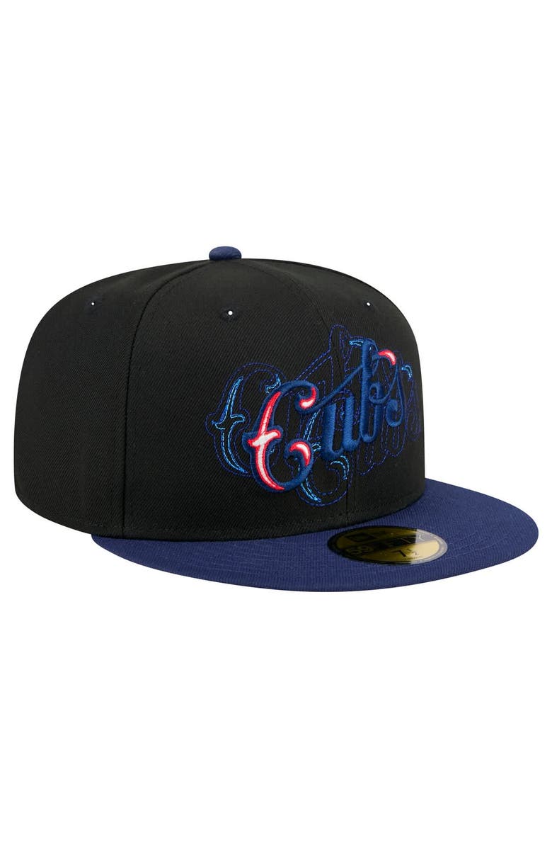 New Era Men's New Era Black Chicago Cubs Shadow Stitch 59FIFTY Fitted Hat, Alternate, color, 