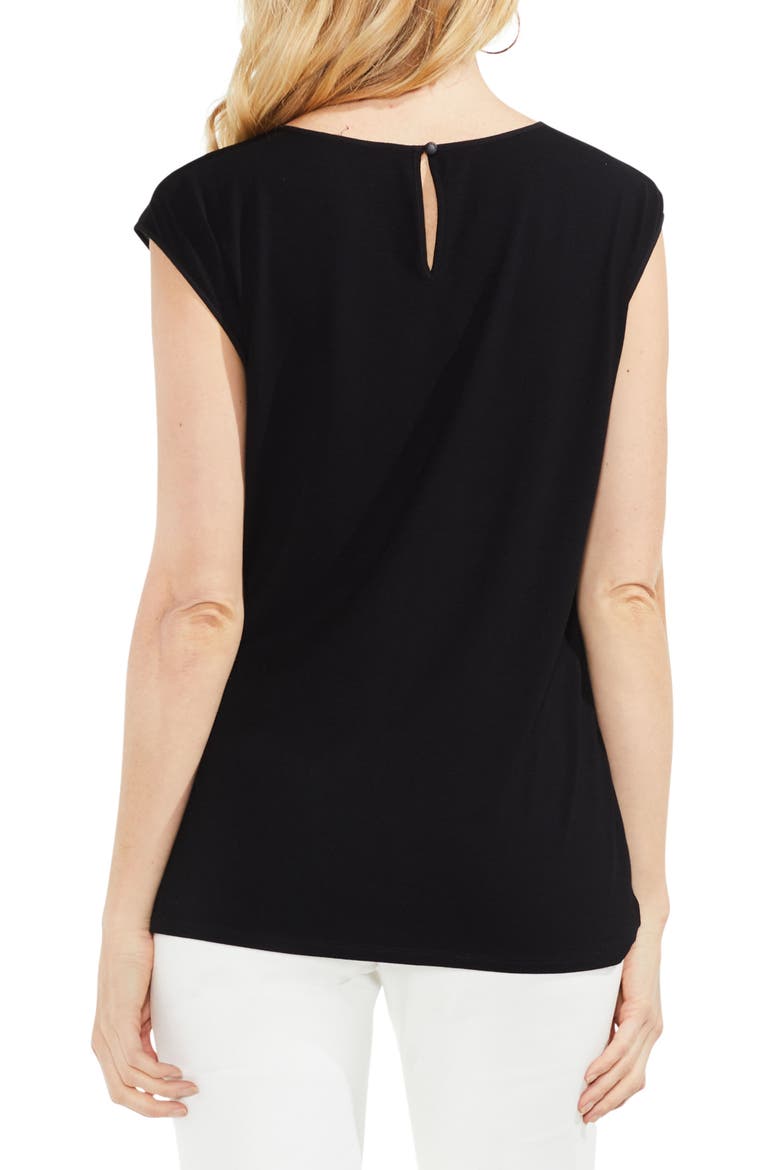 Mixed Media Tie Front Blouse, Alternate, color, RICH BLACK