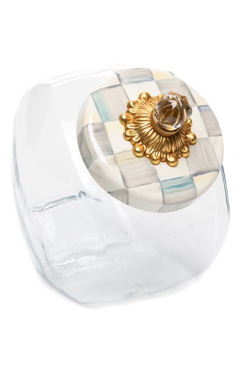 Cookie Jar with Sterling Check Enamel Lid