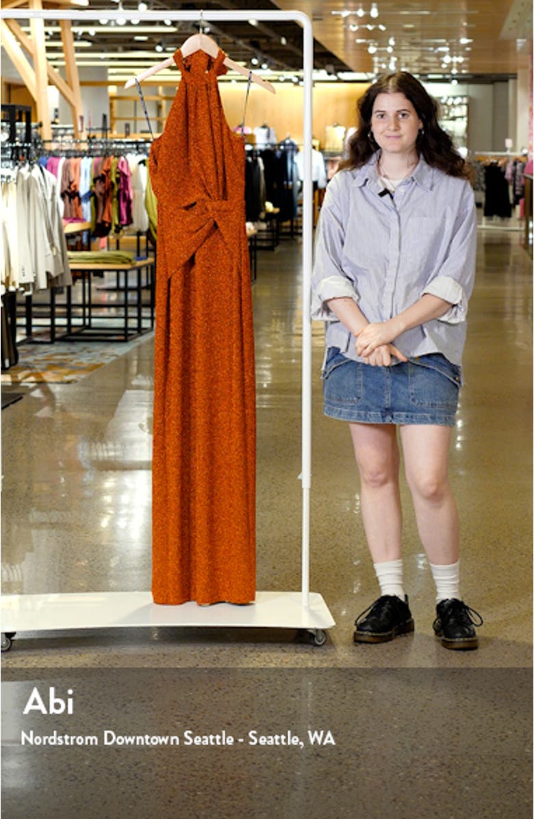 Fina Metallic Halter Gown, sales video thumbnail