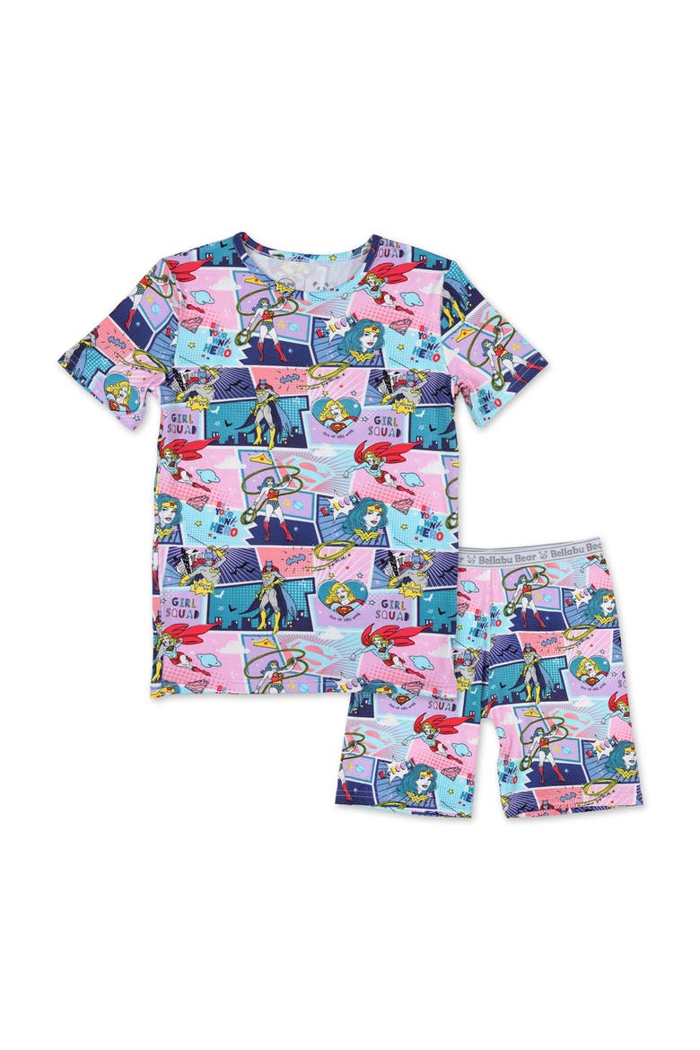 Justice League Heroines Kids 2-Piece Short Sleeve & Shorts Pajama Set, Main, color, Justice League Heroines