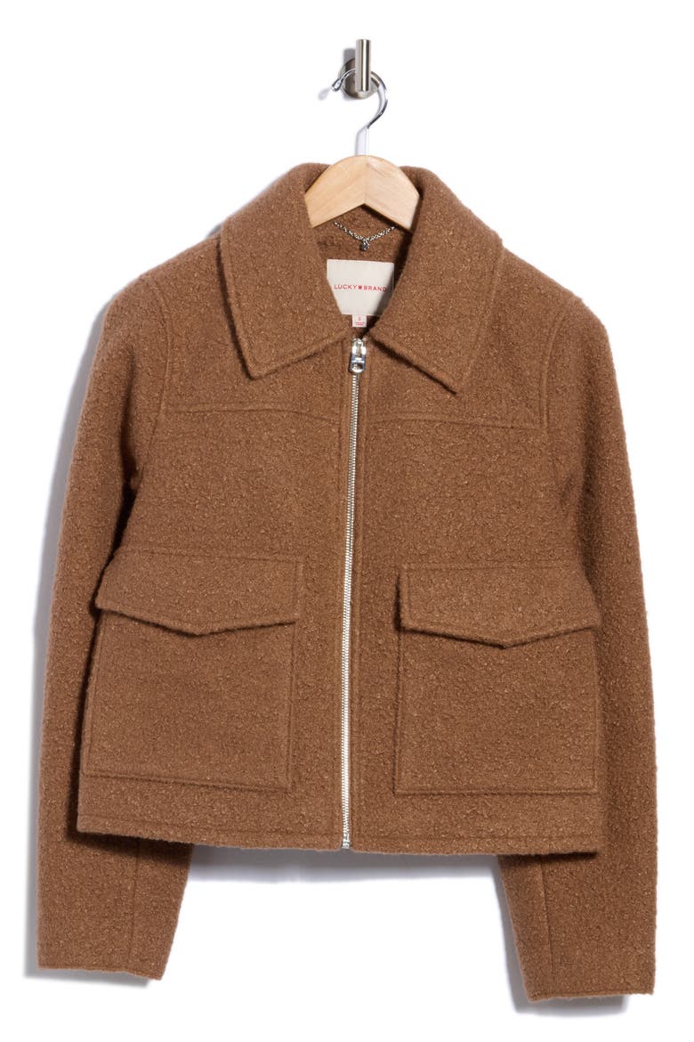 Zip Front Cropped Jacket, Alternate, color, MOCHA