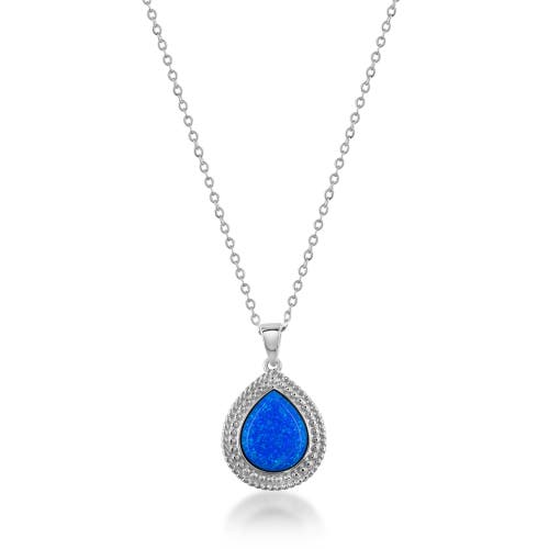 Donatello Gian Sterling Silver Blue Opal Necklace In Metallic