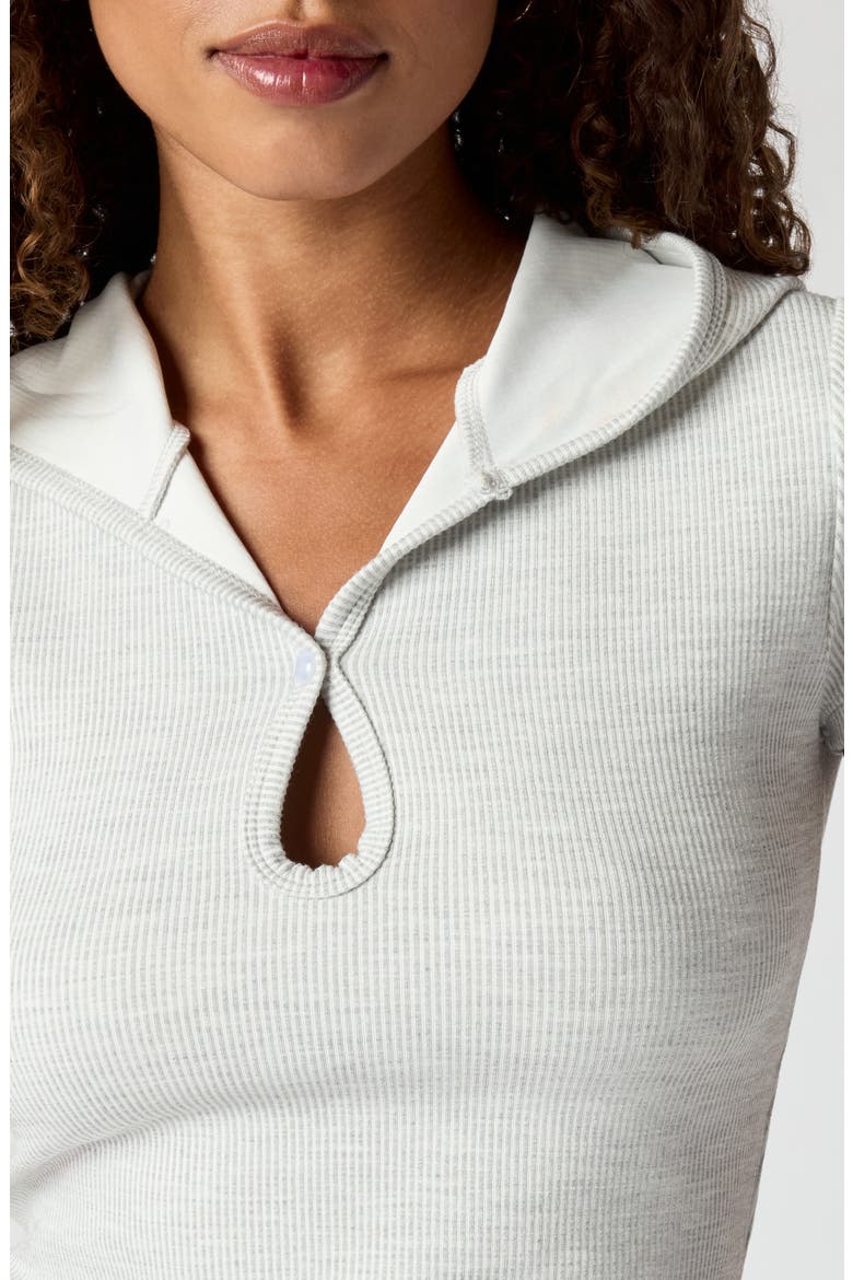 Ribbed Jersey Hooded Cutout T-Shirt, Alternate, color, HEATHER ICE