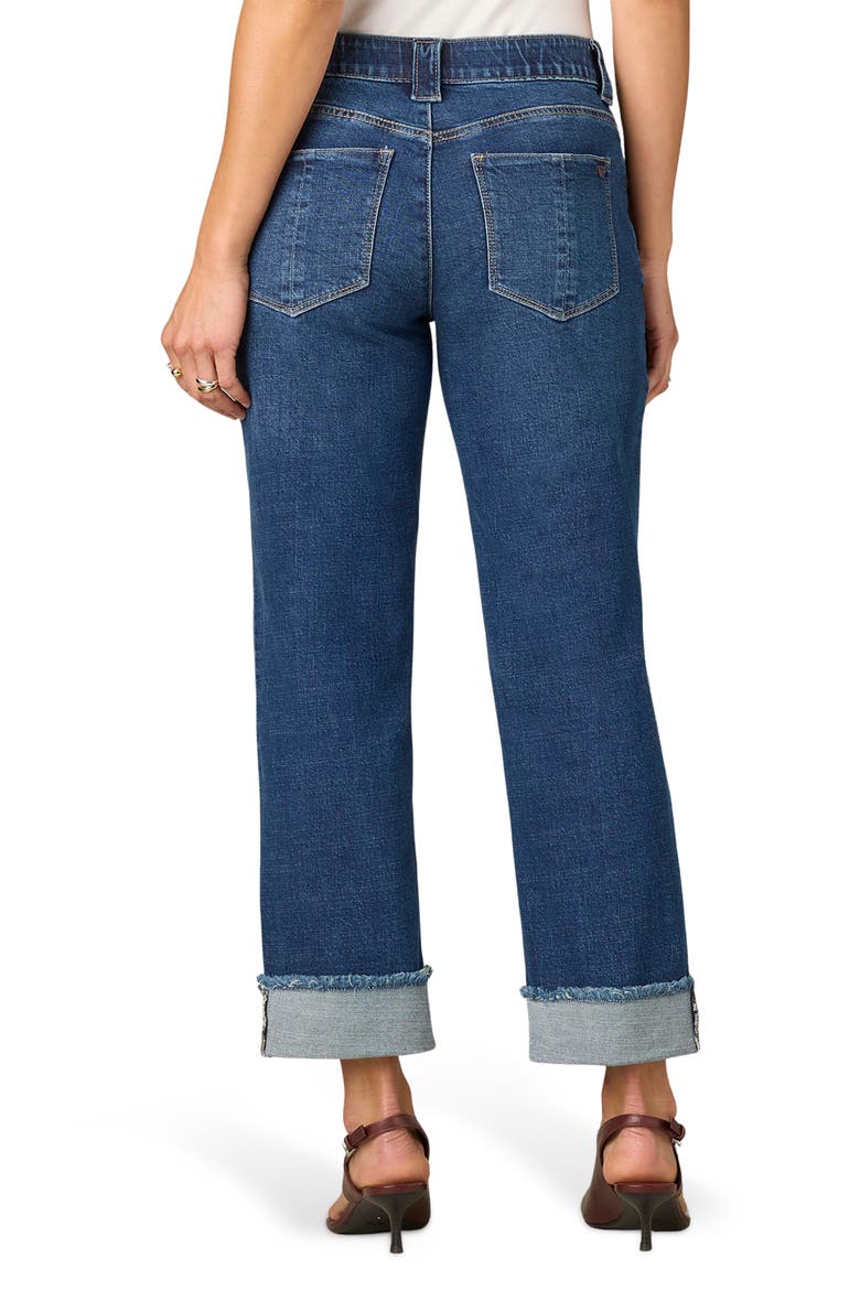 Frayed High Waist Ankle Boyfriend Jeans, Alternate, color, BLUE