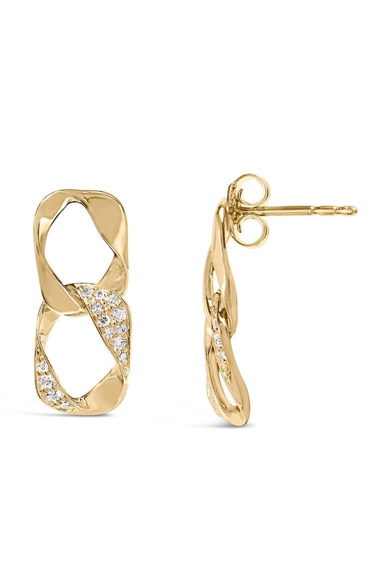 14K Yellow Gold Plated Silver Open Link 1/5 Cttw Diamond Drop Earrings, Alternate, color, Yellow