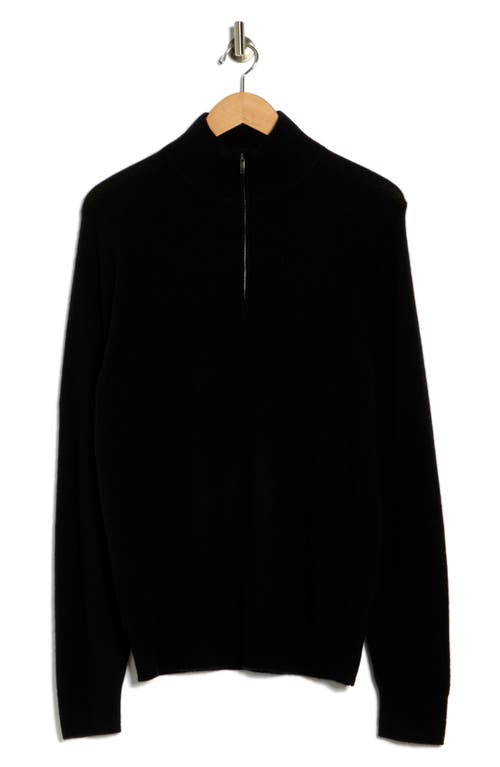 Nordstrom Washable Merino Wool Quarter Zip Sweater In Black