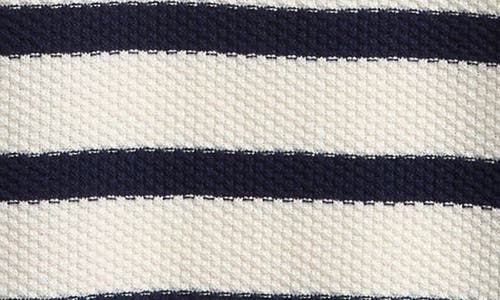 Nordstrom Kids' Stripe Cotton Half Zip Sweater In Ivory Egret- Navy Grant Stripe