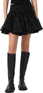 AllSaints Dotty Pleated Eyelet Miniskirt