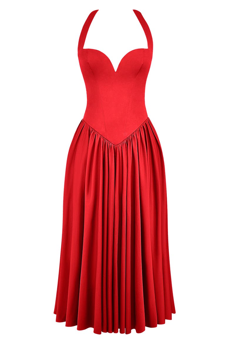 A-Line Halter Dress, Alternate, color, SALSA