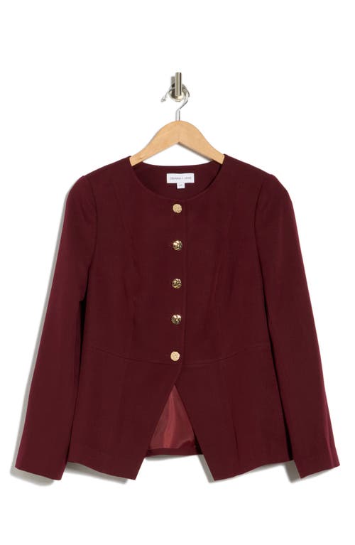 Gemma + Jane Hammered Button Cutaway Jacket In Burgundy