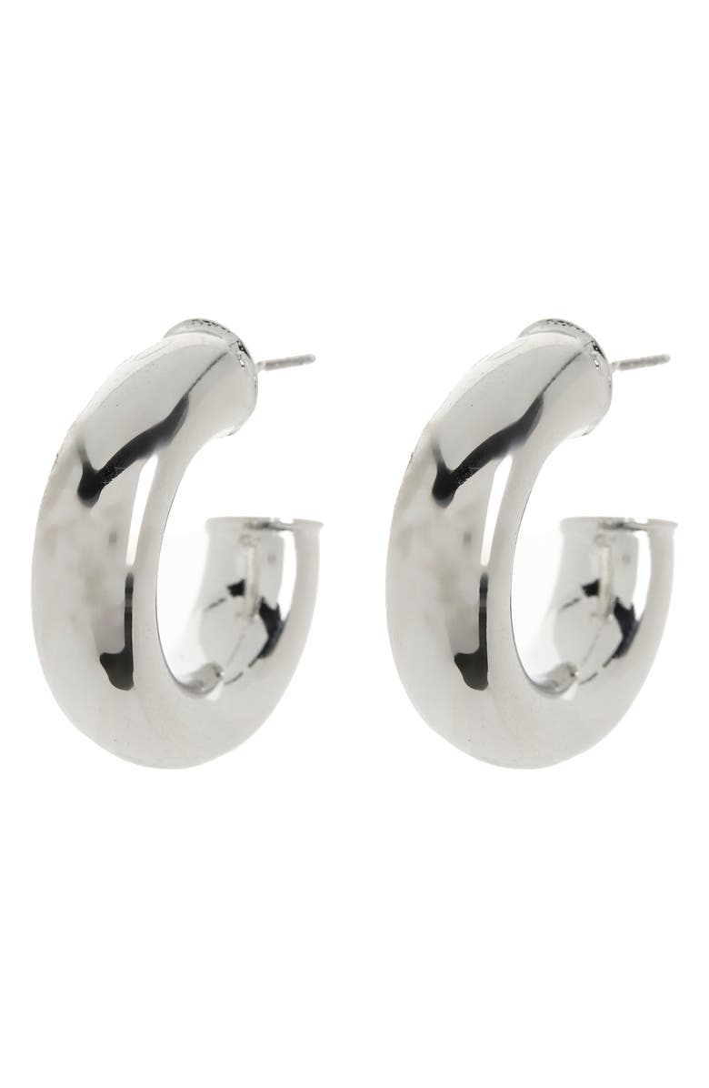 NORDSTROM RACK 25mm Tube Hoop Earrings, Main, color, Rhodium