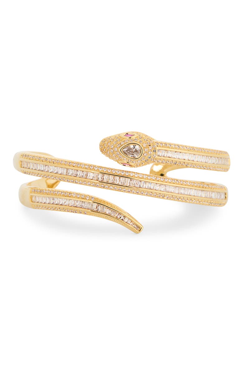 Nadine Cubic Zirconia Snake Wrap Bracelet, Main, color, GOLD