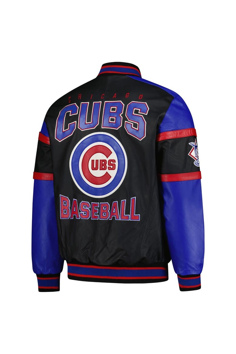Men's G-III Sports by Carl Banks Black Chicago Cubs Full-Zip Leather Varsity Jacket, Alternate, color, Black