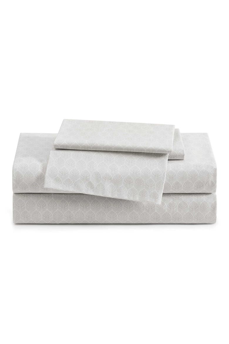 Line Palms 200 Thread Count Cotton Percale Sheet Set, Main, color, GREY