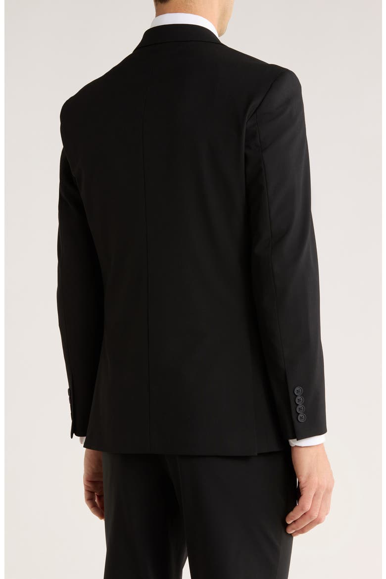 Solid Peak Lapel Sport Coat, Alternate, color, BLACK