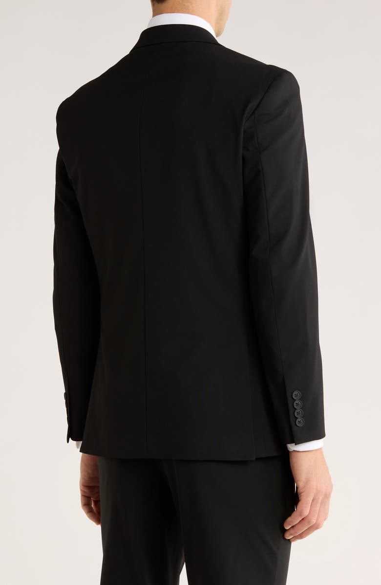 NORDSTROM RACK Solid Peak Lapel Silk Sport Coat, Alternate, color, Black