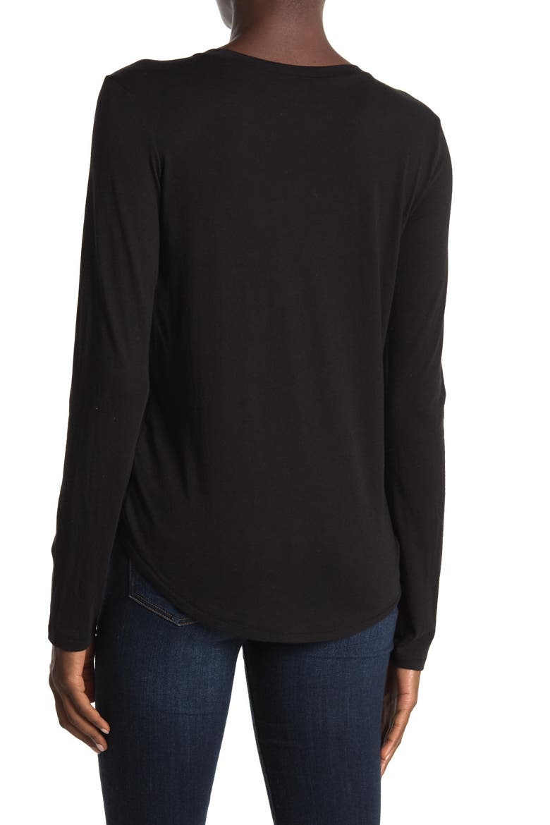 Little Boy Long Sleeve Crew Neck Top, Alternate, color, BLACK