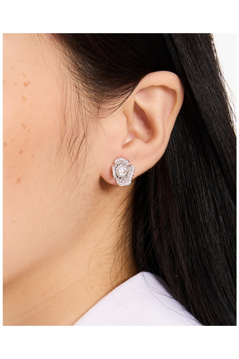 mini stud earrings, Alternate, color, CLEAR/ SILVER