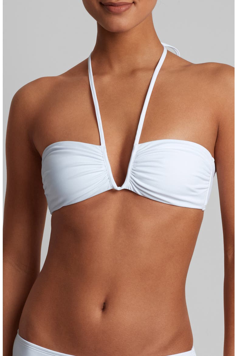 Shirred V-Wire Bikini Top, Main, color, WHITE