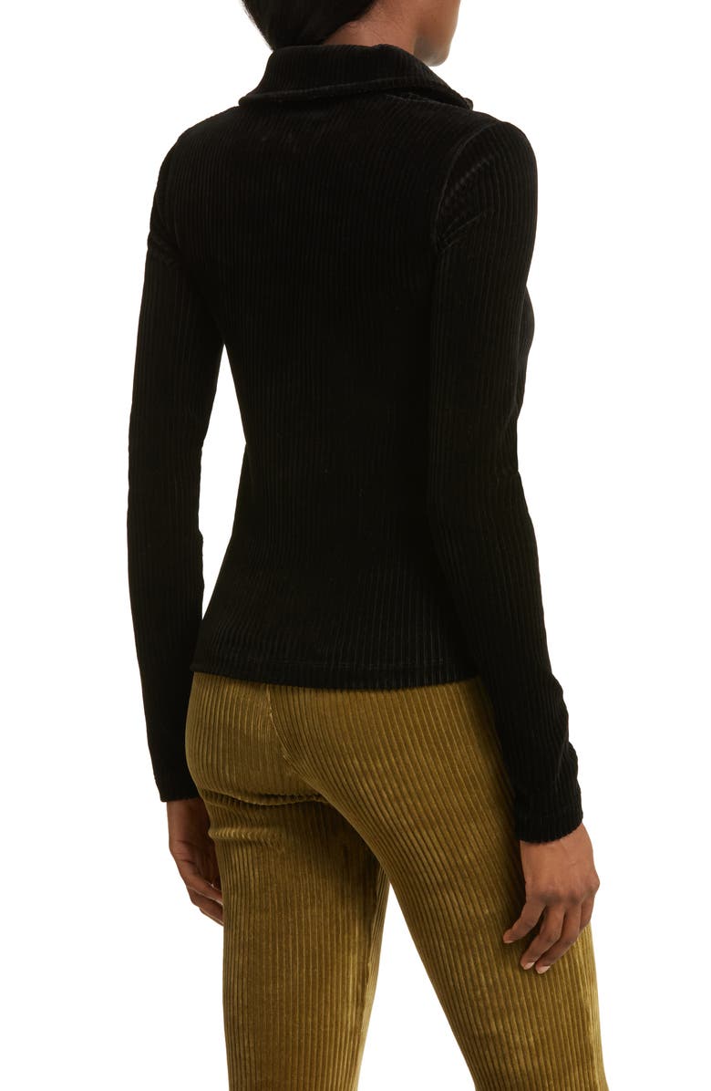 KkCo Scallop Rib Velour Button-Up Shirt, Alternate, color, 