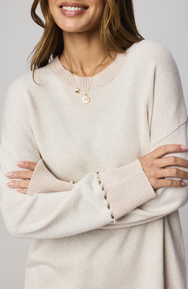 Splendid Montana Crewneck Tunic Sweater, Alternate, color, Pale Oak Heather White