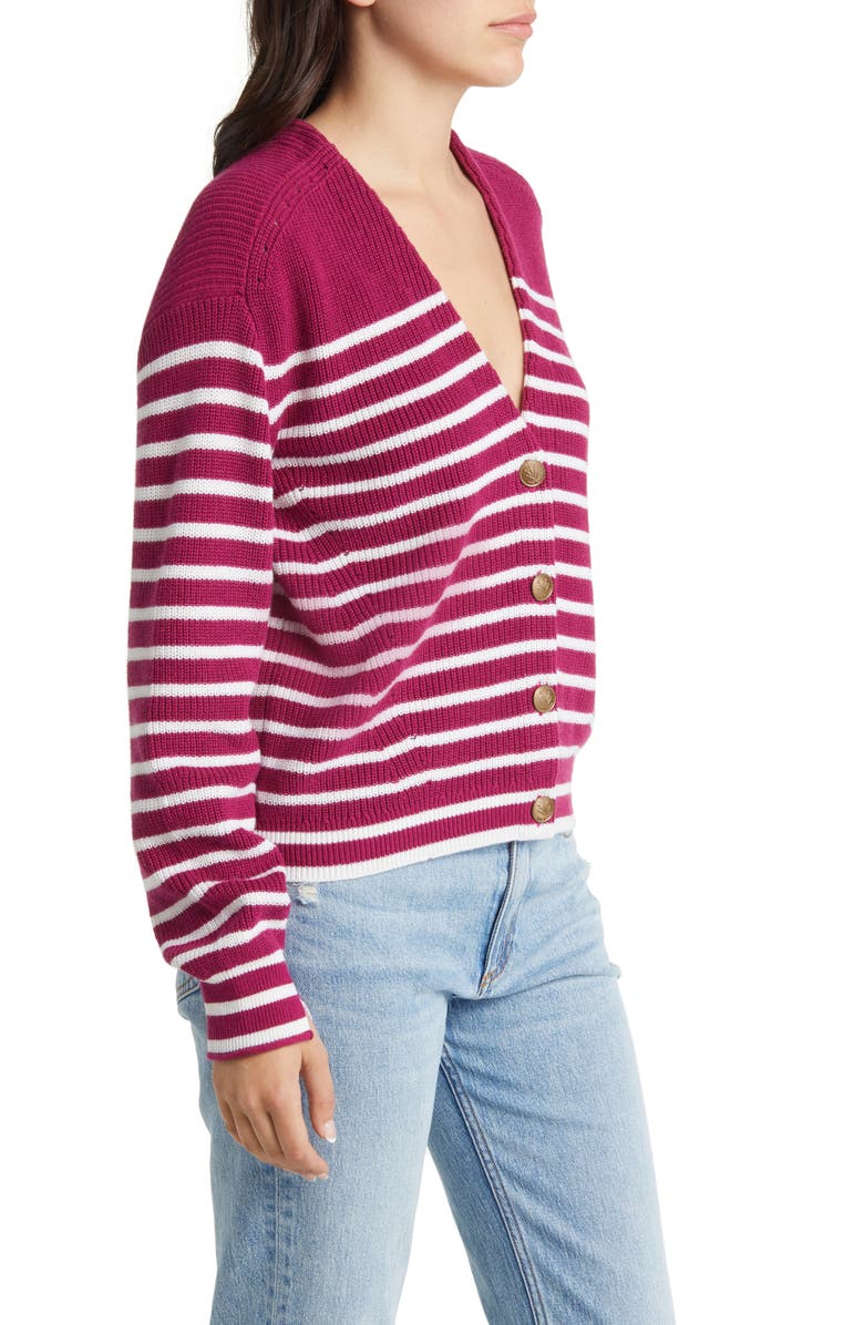 rag & bone Brianne Stripe Cotton & Cashmere Cardigan, Alternate, color, Fuamlt