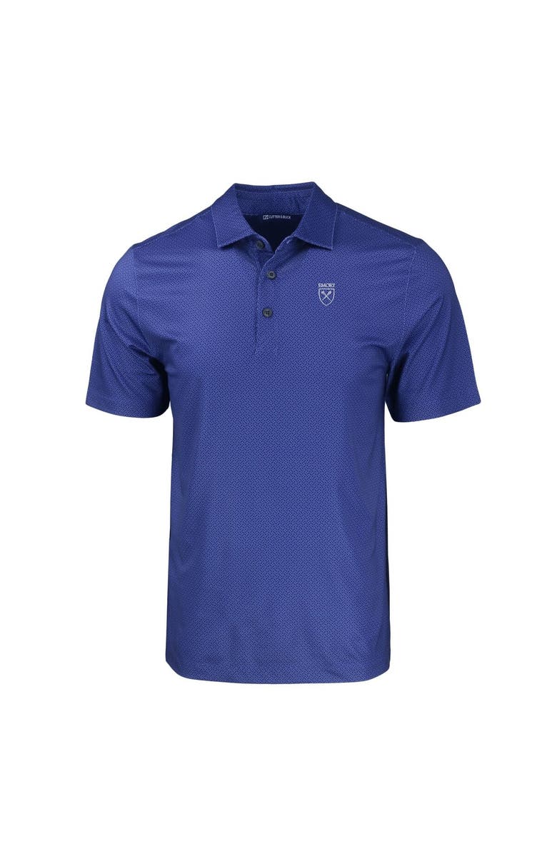 Cutter & Buck Men's Cutter & Buck Blue Emory Eagles Pike Eco Tonal Geo Print Stretch Recycled Polo, Alternate, color, Blue