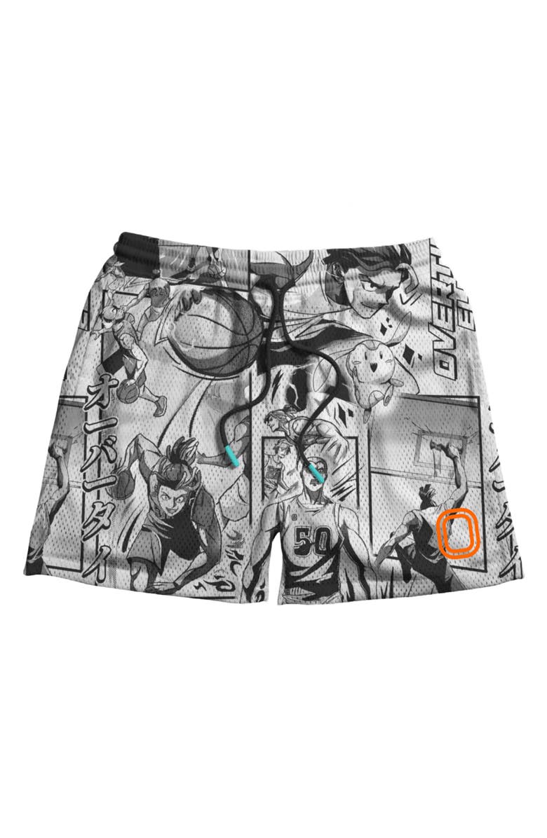 OVERTIME Anime Collage Mesh Basketball Shorts, Alternate, color, Black