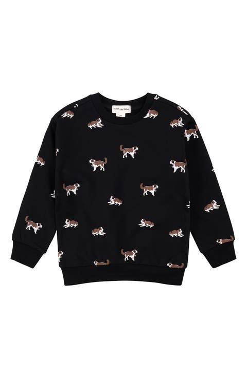 Kids' Saint Bernard Print Stretch Cotton Sweatshirt (Toddler & Little Kid)