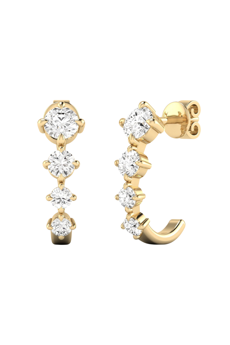 Starlight Lab Diamond J Hoop in 14K Gold, Main, color, Yellow Gold