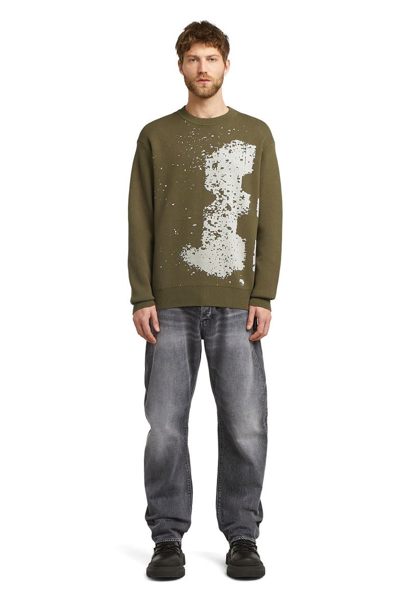 Sprayed 89 Relaxed Organic Cotton Crewneck Sweater, Alternate, color, DARK OLIVE